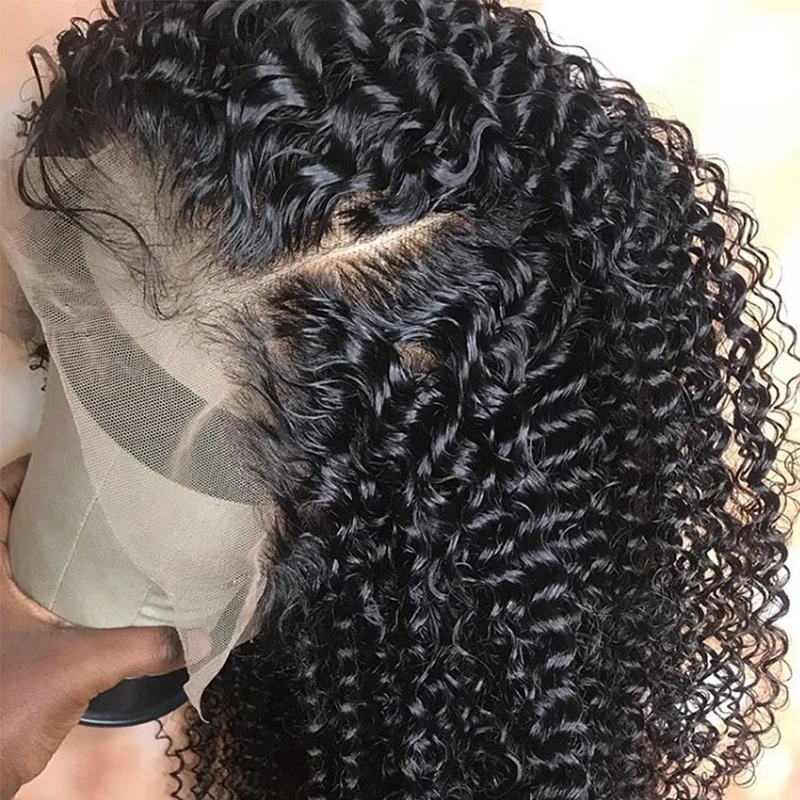 360 Lace Frontal Wig With Baby Hair 250 Density Kinky Curly Bob 13x6 Lace Front Human Hair Wigs 