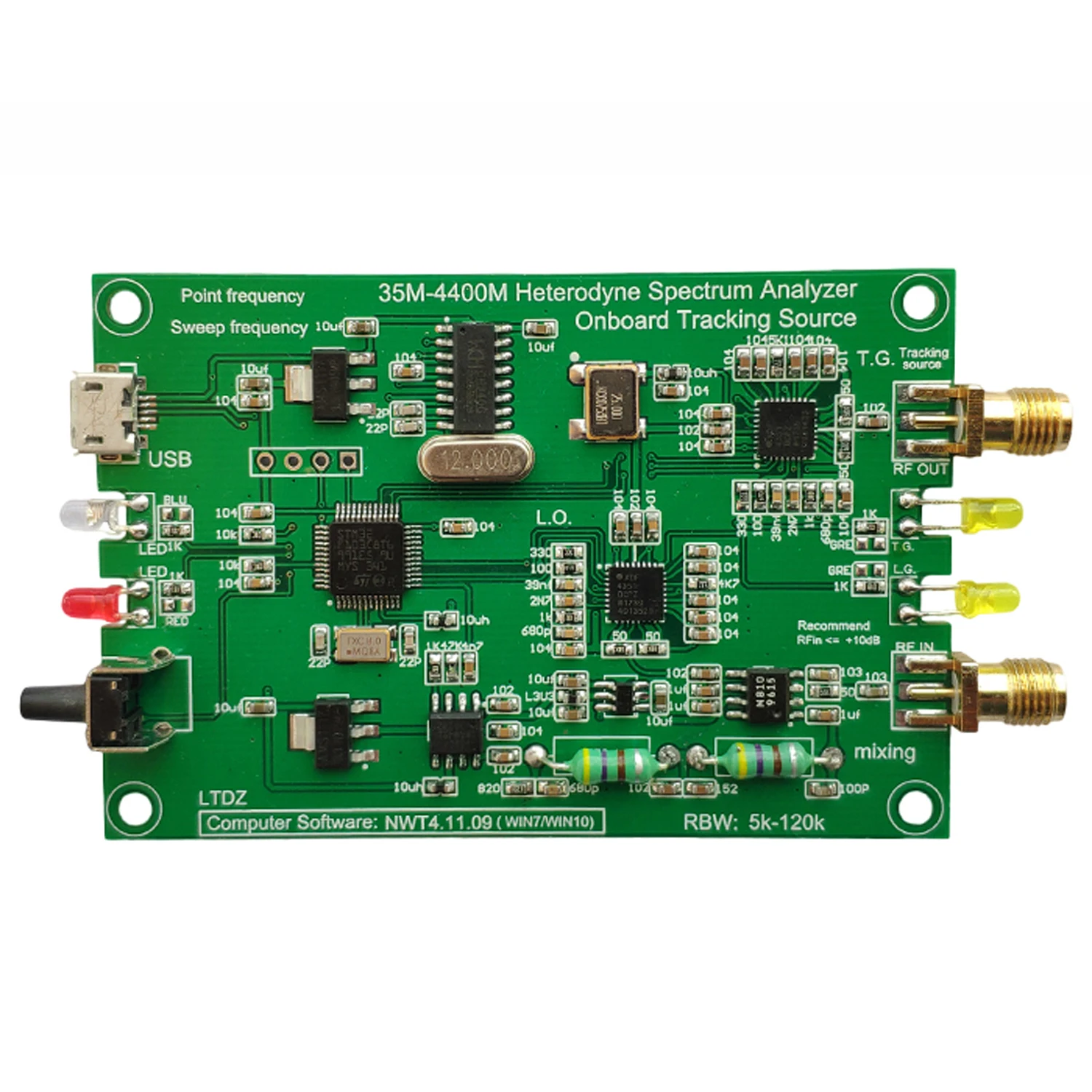 Spectrum Analyzer USB LTDZ 35-4400M Signal Source Tracking Source Module RF Frequency Domain Analysis Tool with Aluminum Housing
Spectrum Analyzer USB LTDZ 35-4400M Signal Source Tracking Source Module RF Frequency Domain Analysis Tool with Aluminum Housing