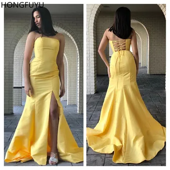 HONGFUYU Strapless Taffeta Evening Gown Prom Dresses with Slit Corset Lace Up Back robe de soiree Party Dress Mermaid Sleeveless
HONGFUYU Strapless Taffeta Evening Gown Prom Dresses with Slit Corset Lace Up Back robe de soiree Party Dress Mermaid Sleeveless