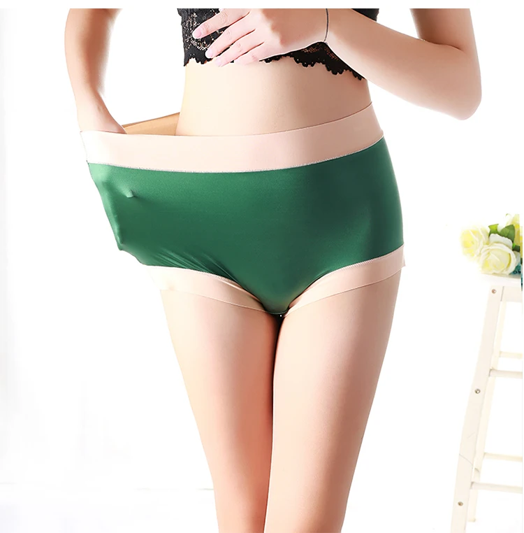 Women's Satin Panties Large Sizes with High Waist New Silky