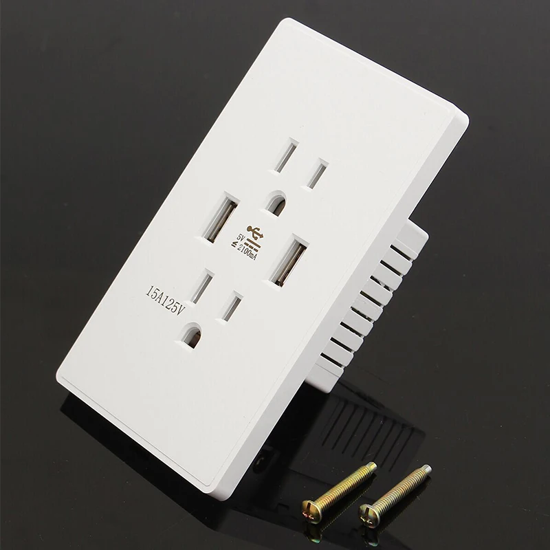 US Standard Dual USB Wall Socket Double 2.1A Universal Tamper Plug Port Power Adapter Outlets,Tamper Resistant Duplex Receptacle
US Standard Dual USB Wall Socket Double 2.1A Universal Tamper Plug Port Power Adapter Outlets,Tamper Resistant Duplex Receptacle