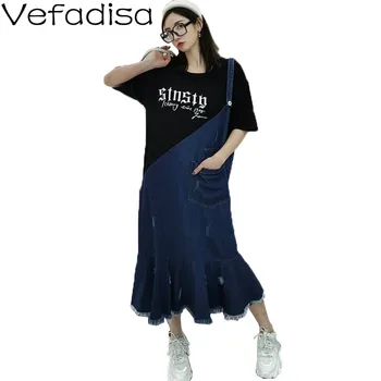 Vefadisa Fake Two Pieces Denim Dress Letter Print Women Dress 2020 Summer Short Sleeve Holes Mermaid Dress White Black QYF2499
Vefadisa Fake Two Pieces Denim Dress Letter Print Women Dress 2020 Summer Short Sleeve Holes Mermaid Dress White Black QYF2499