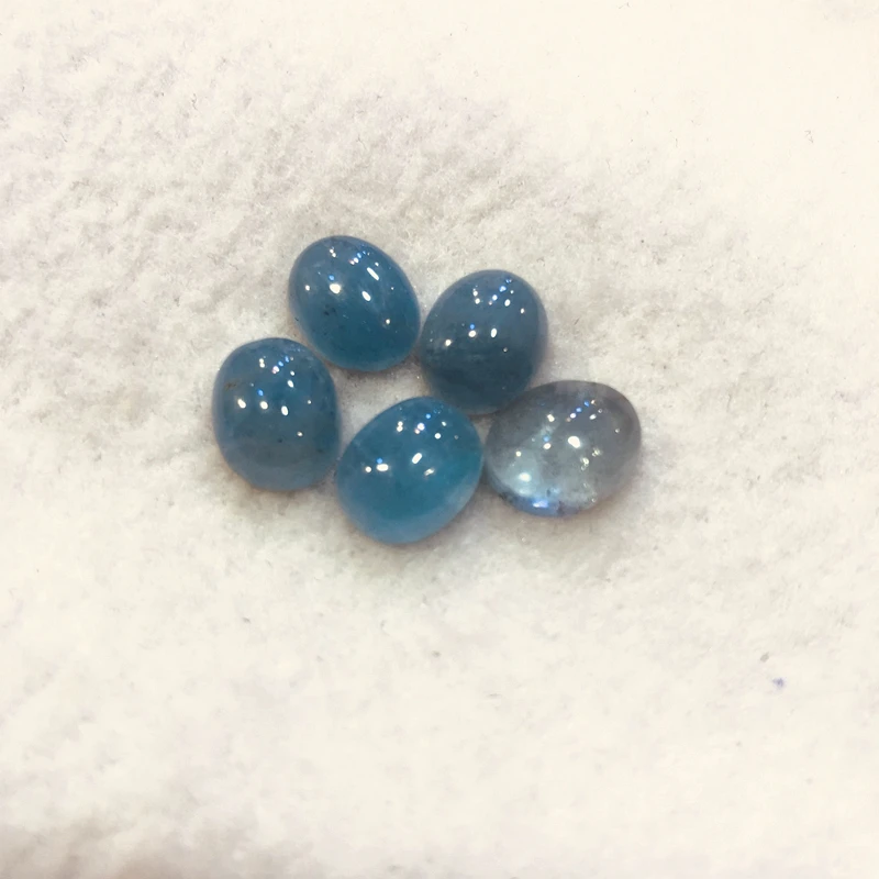 

Wholesale 5pcs/pack AAA Quality Blue Aquamarine Bead Cabochon 8x10mm Oval Gem Cabochons For Jewelry making