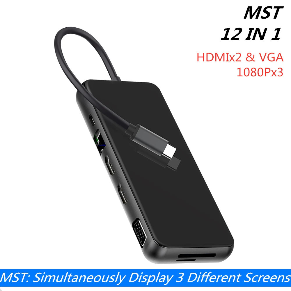 MST Hdmi VGA Adapter 12 IN 1 Docking Station Multi Usbc Hub Dual Hdmi RJ45 VGA PD For Macbook Pro Laptop Accessories Samsung Dex
MST Hdmi VGA Adapter 12 IN 1 Docking Station Multi Usbc Hub Dual Hdmi RJ45 VGA PD For Macbook Pro Laptop Accessories Samsung Dex