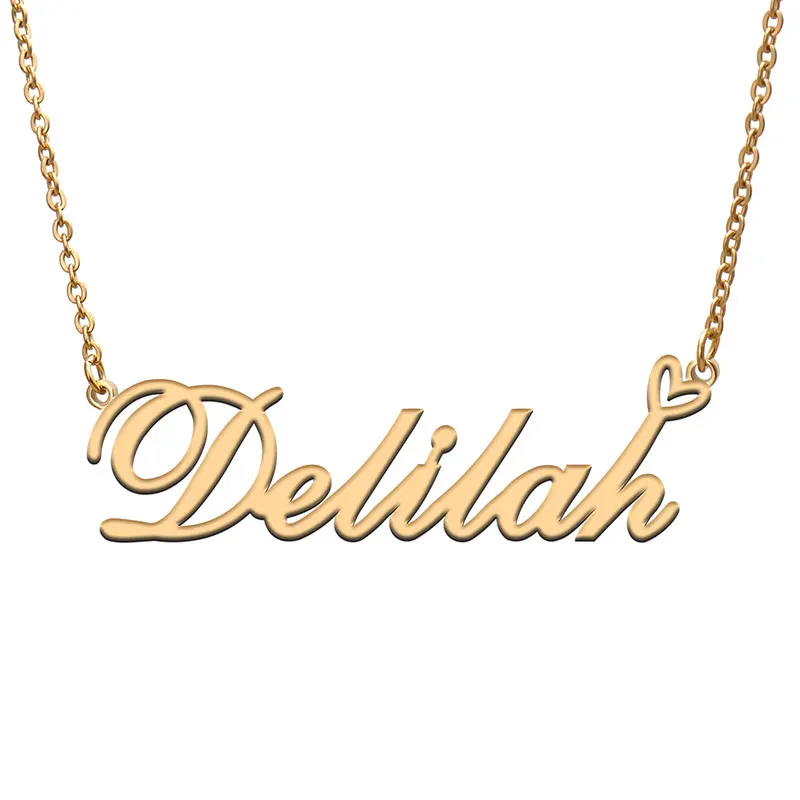 Delilah with Love Heart Name Necklace for Women Stainless Steel Jewelry Nameplate Pendant Femme Mother Child Girls Gift
Delilah with Love Heart Name Necklace for Women Stainless Steel Jewelry Nameplate Pendant Femme Mother Child Girls Gift