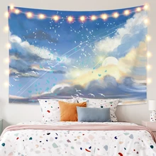 

Laeacco Abstract Style Blue Sky White Cloud Printing Tapestry Wall Hangings Beach Towel Blanket Home Living Room Decor Polyester