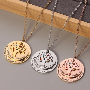 Crystal Tree of Life Round Stainless Steel Custom Name Much Pendant Three Colors Fashion Gift For Lady Friend Birthday Gift 
Crystal Tree of Life Round Stainless Steel Custom Name Much Pendant Three Colors Fashion Gift For Lady Friend Birthday Gift