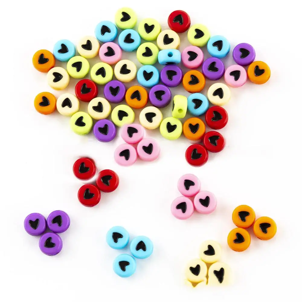 

Solid Colors 4*7mm 3600pcs Coin Round Acrylic Heart Beads DIY Jewelry Findings Ornament Accessories Bracelet Knit Spacer Beading