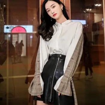 2019 Autumn Unique Loose Plaid Patchwork Long Sleeve Blouse Shirt Chic Women Belted Sleeve Top
2019 Autumn Unique Loose Plaid Patchwork Long Sleeve Blouse Shirt Chic Women Belted Sleeve Top