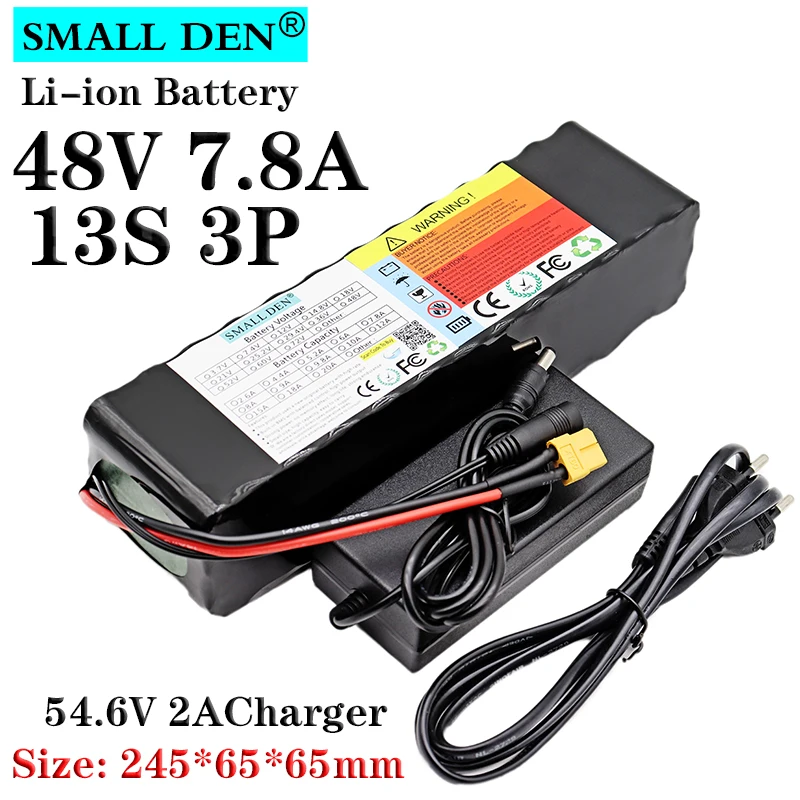 48V 7.8Ah 10Ah 18650 Li-ion battery pack XT60+20A BMS 1000W bicycle conversion kit electric bicycle battery +54.6V 2A Charger
48V 7.8Ah 10Ah 18650 Li-ion battery pack XT60+20A BMS 1000W bicycle conversion kit electric bicycle battery +54.6V 2A Charger