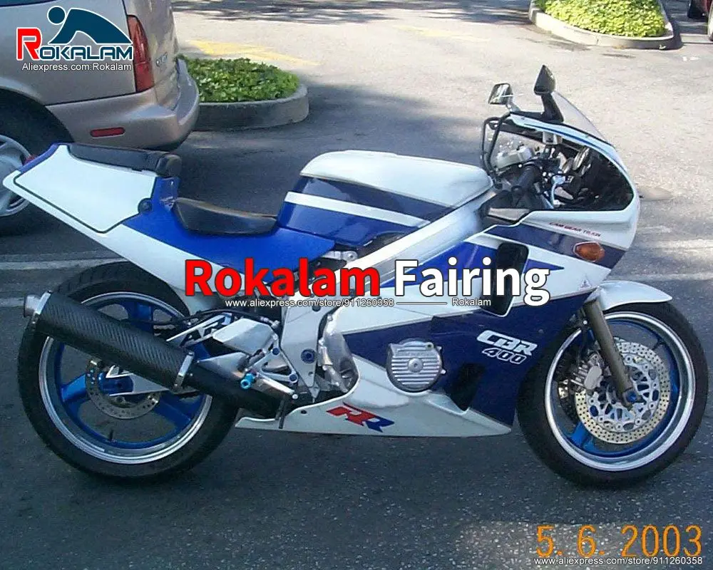 

Covers For Honda CBR 400RR NC-23 1987 87 CBR400RR NC23 1988 88 CBR 400 RR 1989 89 Aftermarket Motorcycle White Blue Fairing Kit