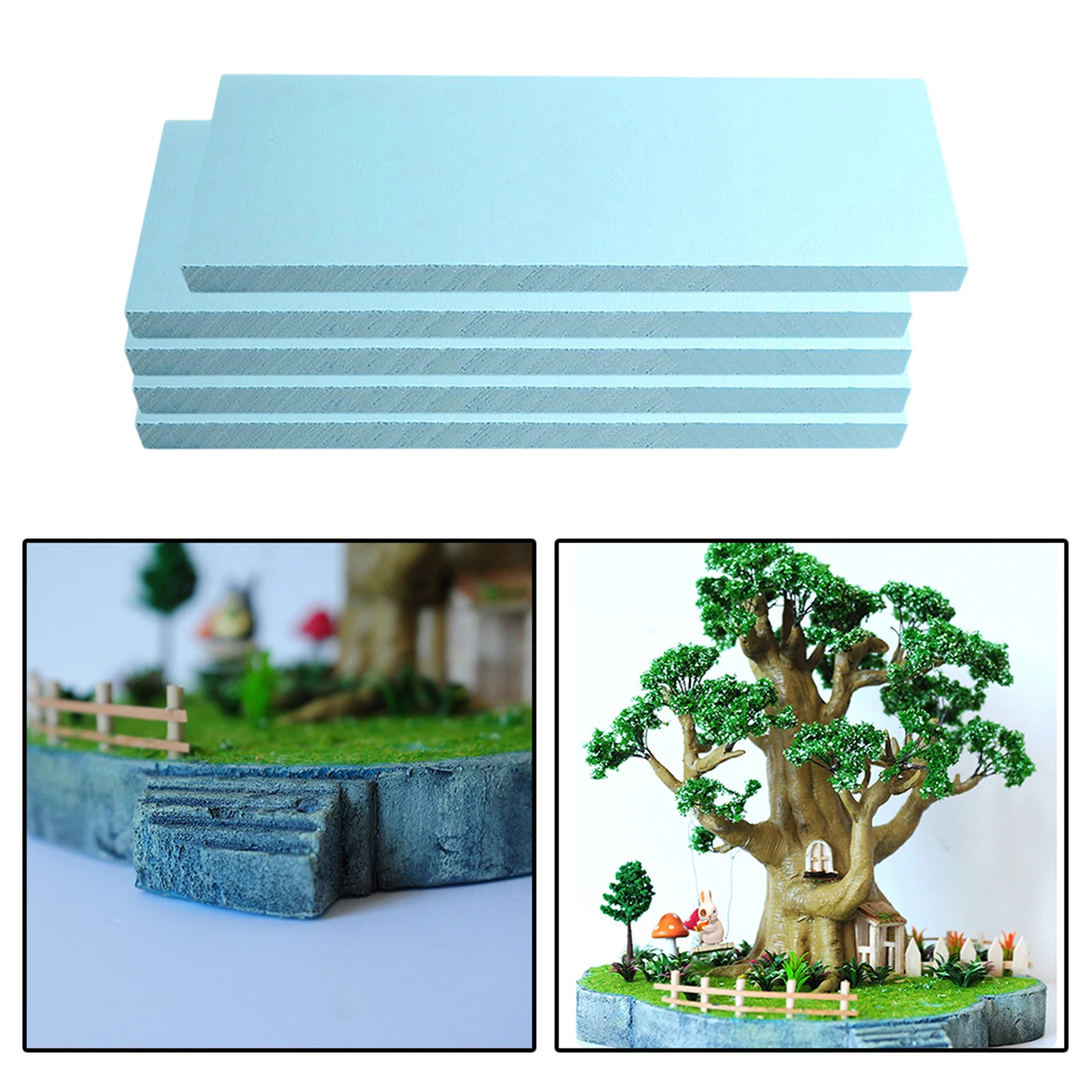 5 Pieces Blue Foam Board Sheet Crafts Model Diorama Base Building Kit 295x100x30mm
