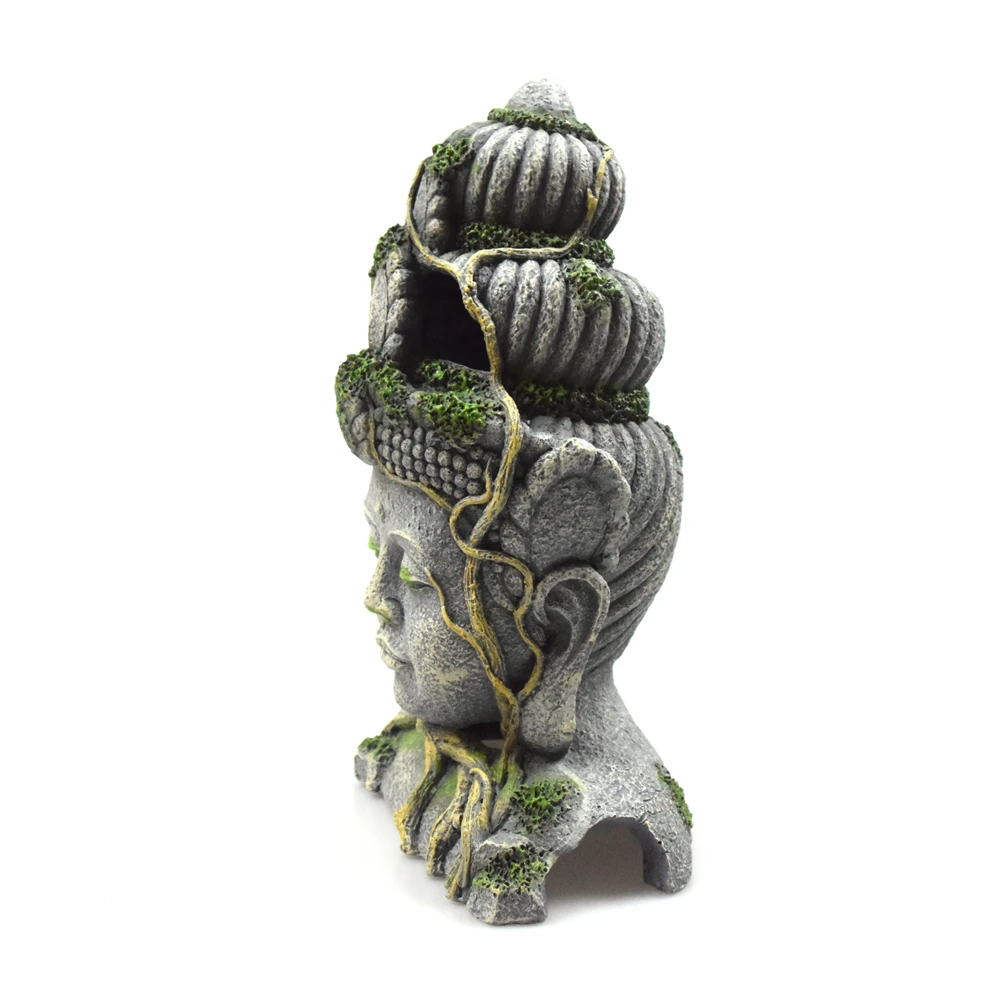4 Buddha Aquarium Decorations Head Sculpture Aquarium Decor Ornament Large Fish Tank Decorations for 20-30 Gallon Aquarium