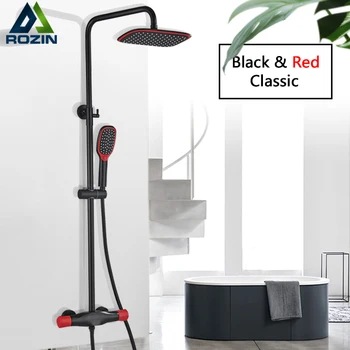 Rozin Thermostatic Shower Faucet Red Black Bathroom Shower Mixer Tap Matte Black Dual Mode Hand Rainfall Bahtroom Mixer Faucets
Rozin Thermostatic Shower Faucet Red Black Bathroom Shower Mixer Tap Matte Black Dual Mode Hand Rainfall Bahtroom Mixer Faucets