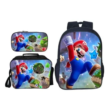 New 3Pcs/set Printing Fashion Cartoon Spuer Mario Kids School Bags for Boys Shoulder Backpack Teenager Bookbag Children Satchel 
New 3Pcs/set Printing Fashion Cartoon Spuer Mario Kids School Bags for Boys Shoulder Backpack Teenager Bookbag Children Satchel