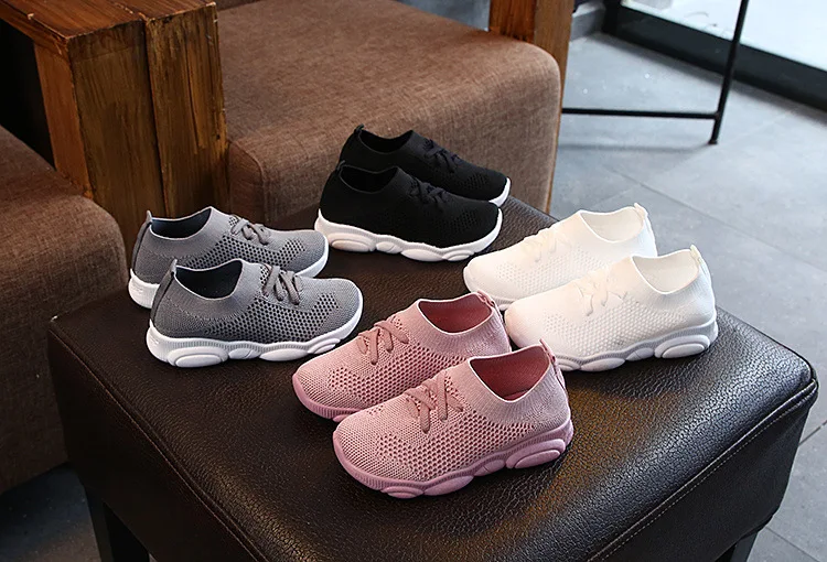 New Baby Sneakers 2020 Fashion Children's Flat Shoes Baby Kids Girls Shoes Stretch Breathable Mesh Sports Running Shoes