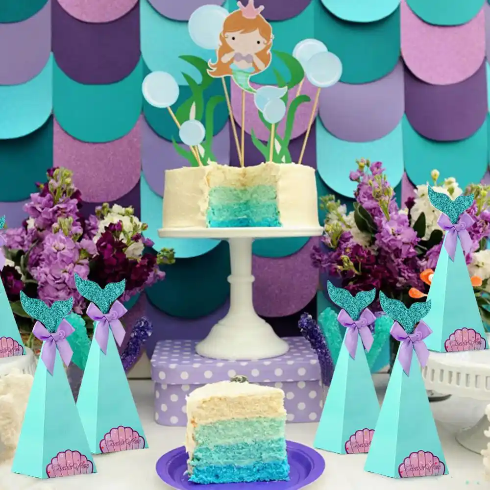 12pcs party paper candy gift box mermaid favor bag baby sho