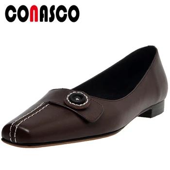 CONASCO Woman Pumps Concise Casual Genuine Leather Spring Summer New Button Decoration Sewing Square Toe Thick Heels Shoes Woman
CONASCO Woman Pumps Concise Casual Genuine Leather Spring Summer New Button Decoration Sewing Square Toe Thick Heels Shoes Woman