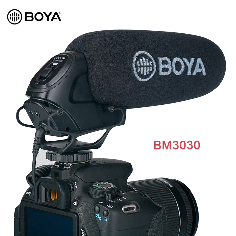 BOYA BY-BM3030 On-Camera Shotgun Microphone for DSLR Cameras Video Audio Recorders 3.5mm Jack Condenser Mic with 1/4 Screw
BOYA BY-BM3030 On-Camera Shotgun Microphone for DSLR Cameras Video Audio Recorders 3.5mm Jack Condenser Mic with 1/4 Screw