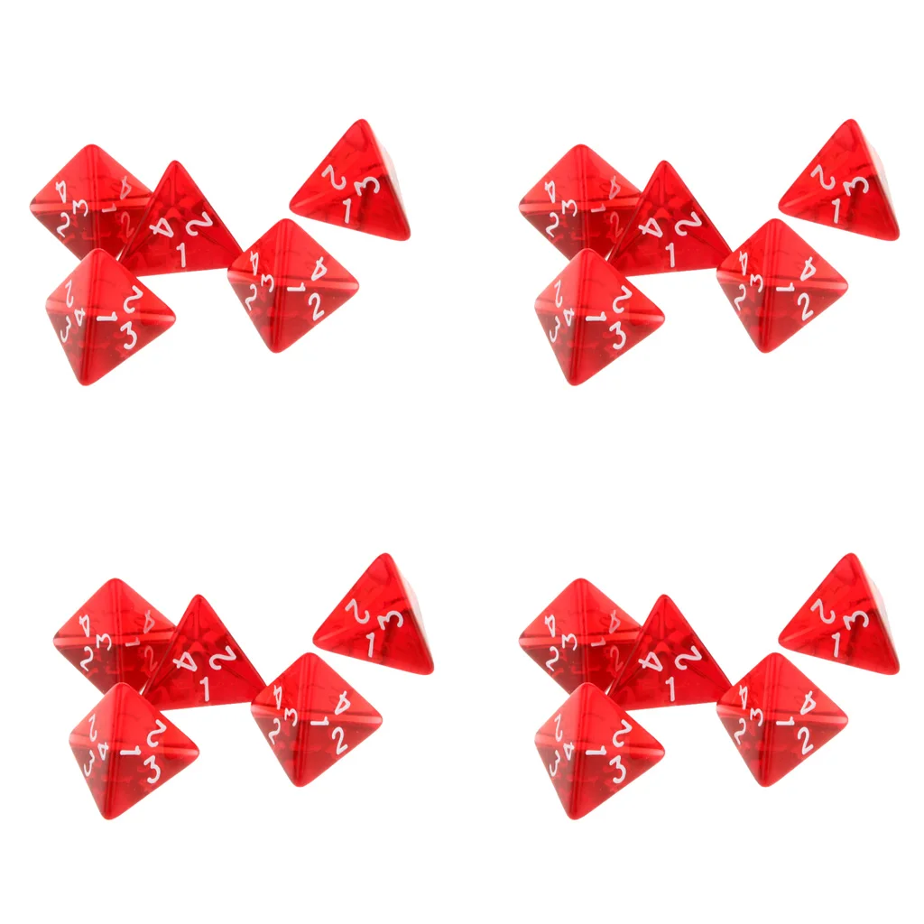 20Pcs Red Gem Polyhedral Dices Set D4 Die Four-sided Dice for Dungeons & Dragons Table Games 20Pcs Red Gem Polyhedral Dices Set D4 Die Four-sided Dice for Dungeons & Dragons Table Games