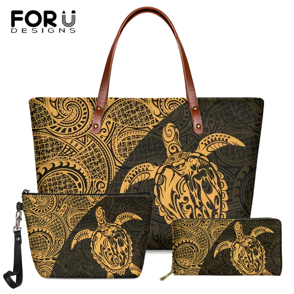 FORUDESIGNS New Arrival Women's Big Soft Handbags 3Set Turtle Mermaid Polynesian Pattern Ladies Party Shoulder Bag And PU Wallet
FORUDESIGNS New Arrival Women's Big Soft Handbags 3Set Turtle Mermaid Polynesian Pattern Ladies Party Shoulder Bag And PU Wallet