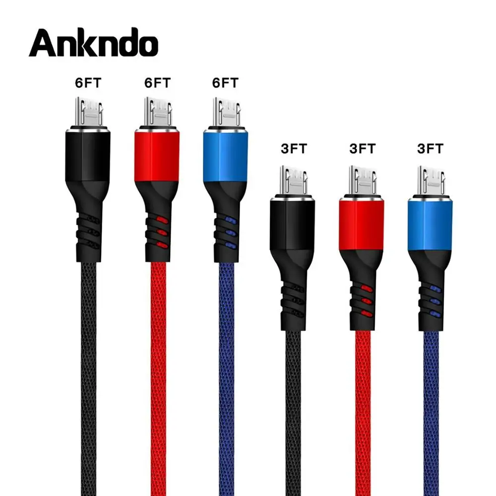 ANKNDO Micro USB Cable Quick Charge 3A Android Cloth Braided Data Cables 1m 2m Mobile Phone USB Charger Fast Charging Soft Wire
ANKNDO Micro USB Cable Quick Charge 3A Android Cloth Braided Data Cables 1m 2m Mobile Phone USB Charger Fast Charging Soft Wire