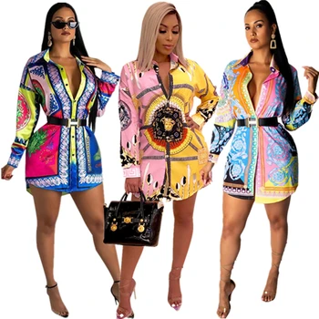 Summer Dress Womens Long Sleeve Turn Down Collar Geometric Pink Gothic Drsss Sexy Mini Shirt Dress Wholesale Drop Shipping
Summer Dress Womens Long Sleeve Turn Down Collar Geometric Pink Gothic Drsss Sexy Mini Shirt Dress Wholesale Drop Shipping