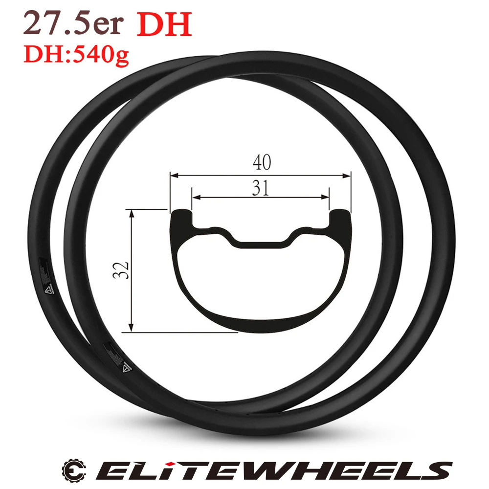 Колеса ELITEWHEELS 650B MTB Enduro и DH карбоновые обода бескамерные готовые 40 мм более