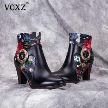 VCXZ 2020 Retro First layer cowhide Boots Girl Embossing Genuine Leather Splicing Ladies High Heel Boot Women Ethnic style Shoes
VCXZ 2020 Retro First layer cowhide Boots Girl Embossing Genuine Leather Splicing Ladies High Heel Boot Women Ethnic style Shoes