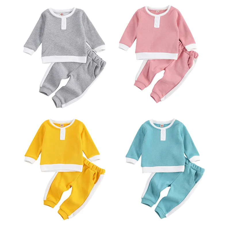 Spring Fall Children\u2019s Long-sleeved Trousers Suit Fresh Color Stitching Round Neck T-shirt and Elastic Long Pants 2-6Y
Spring Fall Children\u2019s Long-sleeved Trousers Suit Fresh Color Stitching Round Neck T-shirt and Elastic Long Pants 2-6Y