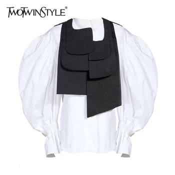 TWOTWINSTYLE Elegant Irregular Women Shirt O Neck Lantern Long Sleeve With Asymmetricl Vest Blouses Female Fashion 2020 New
TWOTWINSTYLE Elegant Irregular Women Shirt O Neck Lantern Long Sleeve With Asymmetricl Vest Blouses Female Fashion 2020 New