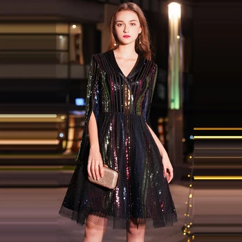 Cocktail Dress V-Neck Three-Quarter Cocktail Dresses 2019 New Plus Size Sequin Vestido De Coctel Knee-Length Cocktail Gowns E804
Cocktail Dress V-Neck Three-Quarter Cocktail Dresses 2019 New Plus Size Sequin Vestido De Coctel Knee-Length Cocktail Gowns E804