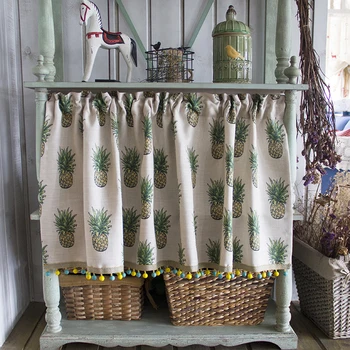 Pastoral Kitchen Curtains Cotton Linen Short Curtain Pineapple Printed Door Curtain Valance Original Lovely Drape with Beads
Pastoral Kitchen Curtains Cotton Linen Short Curtain Pineapple Printed Door Curtain Valance Original Lovely Drape with Beads