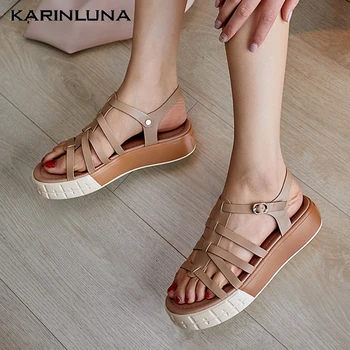 karinLuna 2020 Hot Sale Genuine Leather Women Pumps Med Wedges Platform Metal Decoration Summer Casual Woman Gladiator Sandals
karinLuna 2020 Hot Sale Genuine Leather Women Pumps Med Wedges Platform Metal Decoration Summer Casual Woman Gladiator Sandals