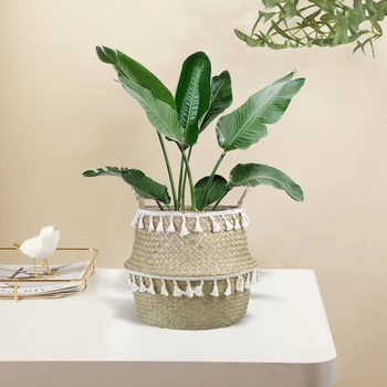 Handmade Bamboo Storage Baskets Seagrass Wicker Basket Garden Flower Pot Laundry Basket Container Toy Holder with White Tassel
Handmade Bamboo Storage Baskets Seagrass Wicker Basket Garden Flower Pot Laundry Basket Container Toy Holder with White Tassel