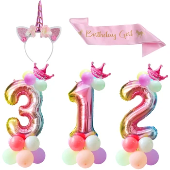 32inch Rainbow Number Balloon Foil Balloons Unicorn Birthday Party Girl Silk Sash Headband for Birthday Party Decoration Kids
32inch Rainbow Number Balloon Foil Balloons Unicorn Birthday Party Girl Silk Sash Headband for Birthday Party Decoration Kids