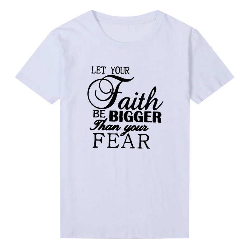 Let your faith be bigger than your fear Women's Short sleeve Black Cotton Funny Letter print Graphic O neck Tshirt Drop shipping
Let your faith be bigger than your fear Women's Short sleeve Black Cotton Funny Letter print Graphic O neck Tshirt Drop shipping