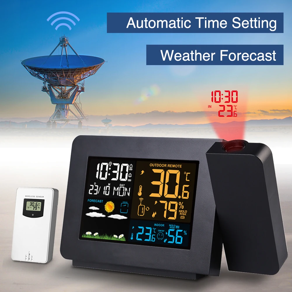 Цифровая метеостанция FanJu с будильником беспроводной датчик уличный термометр