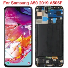 Ensemble écran tactile LCD Super AMOLED avec châssis, 2019 pouces, pour Samsung Galaxy A50 6.4 A505F/DS A505A, Original=