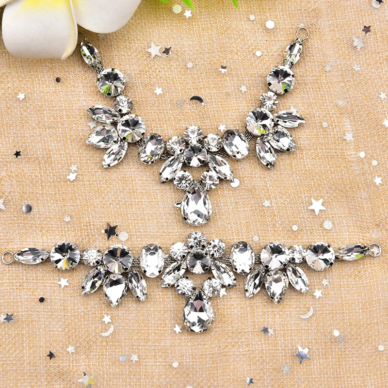 2Pcs Fashion Glass Crystal Bikini Connectors Rhinestone Shoulder Strap