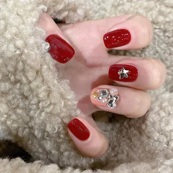 24Pcs Red christmas stickers on Nails with Rhinestone short size round head Wearable Full Cover pre design acrylic nail tips
24Pcs Red christmas stickers on Nails with Rhinestone short size round head Wearable Full Cover pre design acrylic nail tips