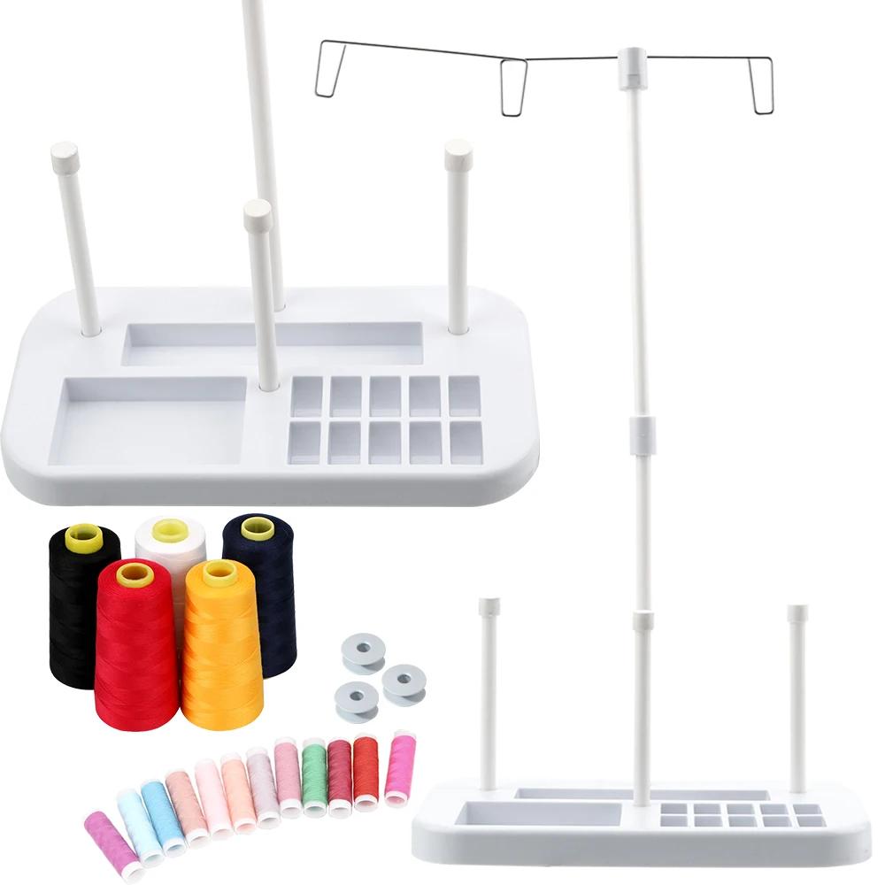 For Home Sewing Machine Spool Kit Adjustable Sewing Machine Needle Thread Bobbin 3 Embroidery Thread Spools Holder Stand