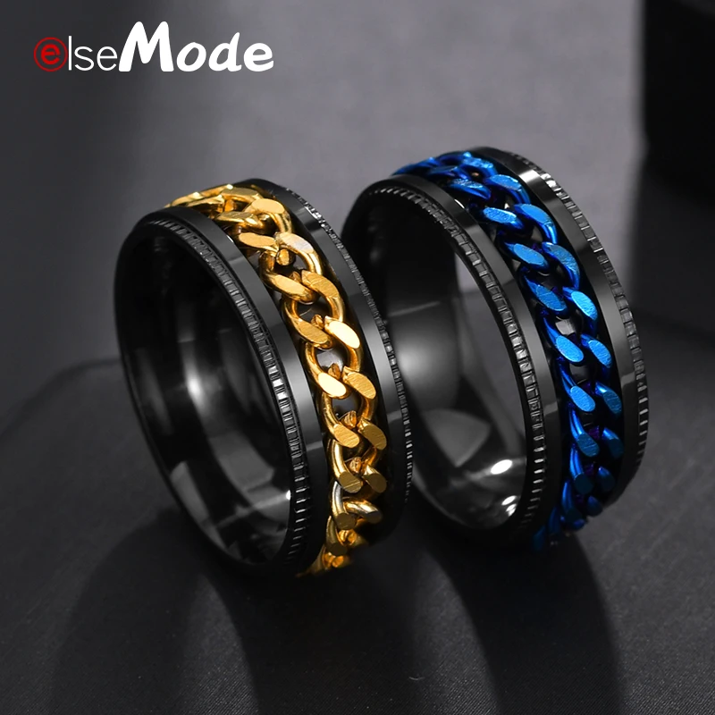 ELSEMODE Titanium Steel Black Spinner Chain Ring for Men Tire Texture Rotatable Links Punk Male Anel Alliance
ELSEMODE Titanium Steel Black Spinner Chain Ring for Men Tire Texture Rotatable Links Punk Male Anel Alliance