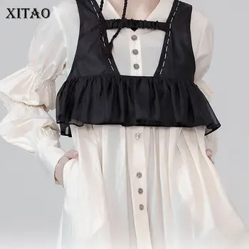 XITAO Niche Style Black Handcraft Sutures V Neck Sense of Design Short Belt Vest 2020 Spring Summer Women Casual Vest DMY4108 
XITAO Niche Style Black Handcraft Sutures V Neck Sense of Design Short Belt Vest 2020 Spring Summer Women Casual Vest DMY4108