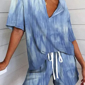 Women Summer 2 Pieces Pajamas Set Short Sleeve V-Neck Tops Drawstring Pants Avocado Star Tie-Dye Print Lounge Sleepwear
Women Summer 2 Pieces Pajamas Set Short Sleeve V-Neck Tops Drawstring Pants Avocado Star Tie-Dye Print Lounge Sleepwear