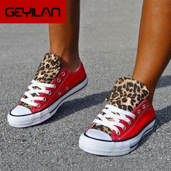 Women Vulcanized 2020 Woman Round Toe Lace Up Leopard Shoes Ladies Casual Canvas Flats Female Spring Autumn Footwear Plus Size 
Women Vulcanized 2020 Woman Round Toe Lace Up Leopard Shoes Ladies Casual Canvas Flats Female Spring Autumn Footwear Plus Size