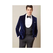 2022 Latest Shawl Collar Design Men's Navy Blue Velvet Suits Custom Made One Button Fashion Casual Wear Blazer 3 Pieces Skinny
2022 Latest Shawl Collar Design Men's Navy Blue Velvet Suits Custom Made One Button Fashion Casual Wear Blazer 3 Pieces Skinny