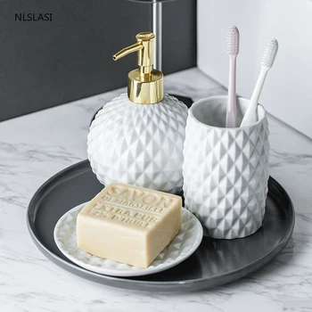 Sanitary ware five-piece wash set piece Nordic embossed ceramic mouthwash cup set bathroom toilet supplies hotel
Sanitary ware five-piece wash set piece Nordic embossed ceramic mouthwash cup set bathroom toilet supplies hotel