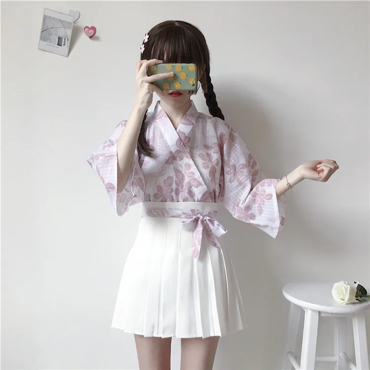 Japan Style Sweet Women's 2 Pieces Set: White Pleated Mini Skirt + Kimono Shirt Three Quarter Sleeve Blouse Cute One Piece
Japan Style Sweet Women's 2 Pieces Set: White Pleated Mini Skirt + Kimono Shirt Three Quarter Sleeve Blouse Cute One Piece