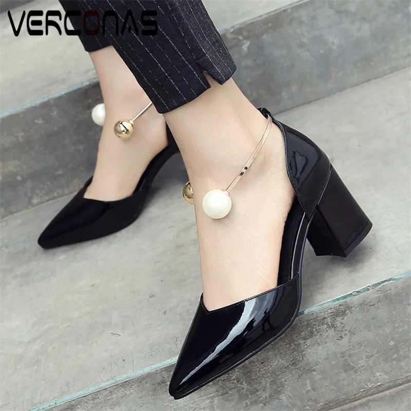 VERCONAS Women Summer Pointed Toe Genuine Leather Pearl Brand Design Party Shoes High Heeled Sandals Thick Heel Shoes Woman
VERCONAS Women Summer Pointed Toe Genuine Leather Pearl Brand Design Party Shoes High Heeled Sandals Thick Heel Shoes Woman